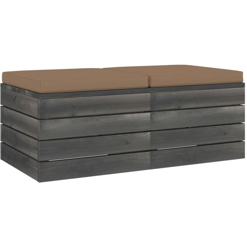 

vidaXL Otomanas de palets de jardín 2 pzas cojines madera maciza pino - Gris Topo