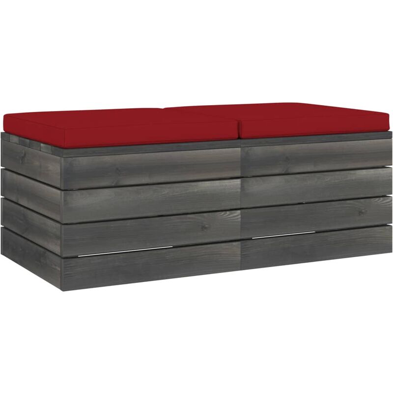 

vidaXL Otomanas de palets de jardín 2 pzas cojines madera maciza pino - Rojo