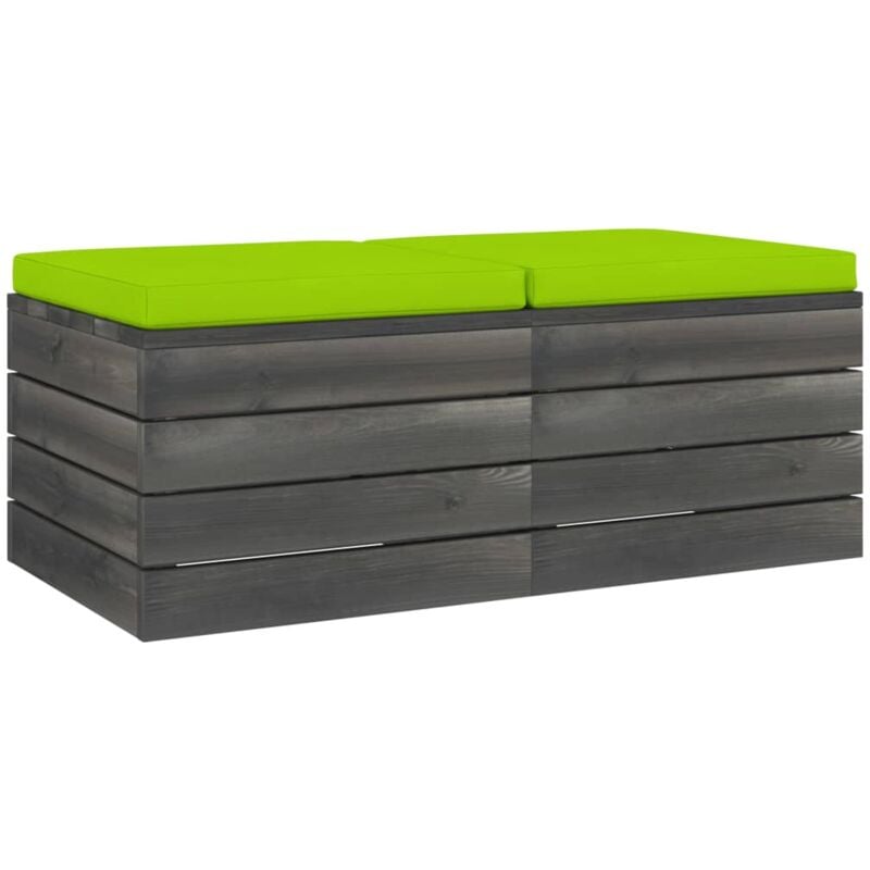 

vidaXL Otomanas de palets de jardín 2 pzas cojines madera maciza pino - Verde