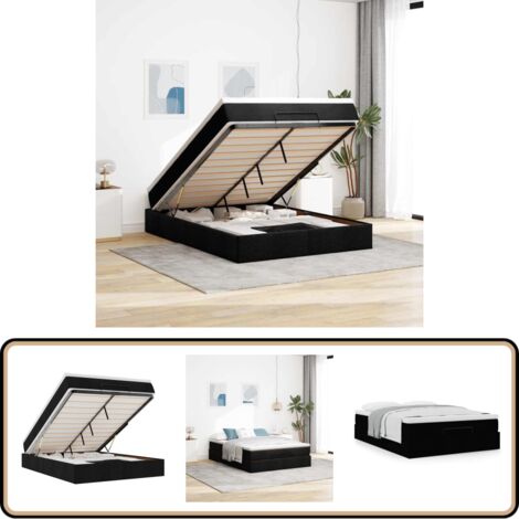 vidaXL Ottoman-Bett mit Matratze Schwarz 140x200 cm Stoff