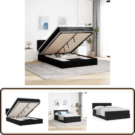 vidaXL Ottoman-Bett mit Matratze Schwarz 140x200 cm Stoff