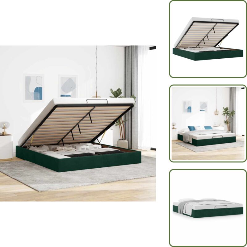 The Living Store - Vidaxl Ottoman-bett Ohne Matratze Dunkelgrün 160x200 Cm Samt