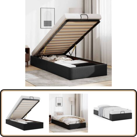 vidaXL Ottoman-Bett ohne Matratze Schwarz 100x200 cm Kunstleder