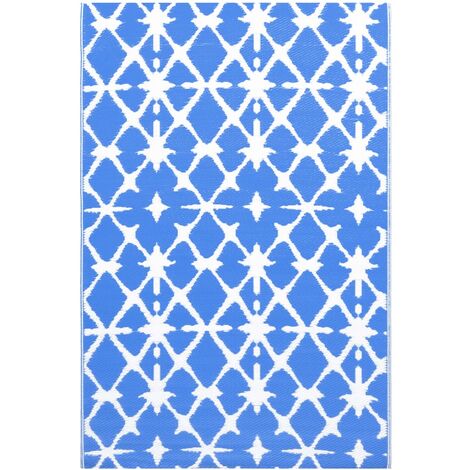 main image of "vidaXL Outdoor Carpet Blue and White 120x180 cm PP - Blue"