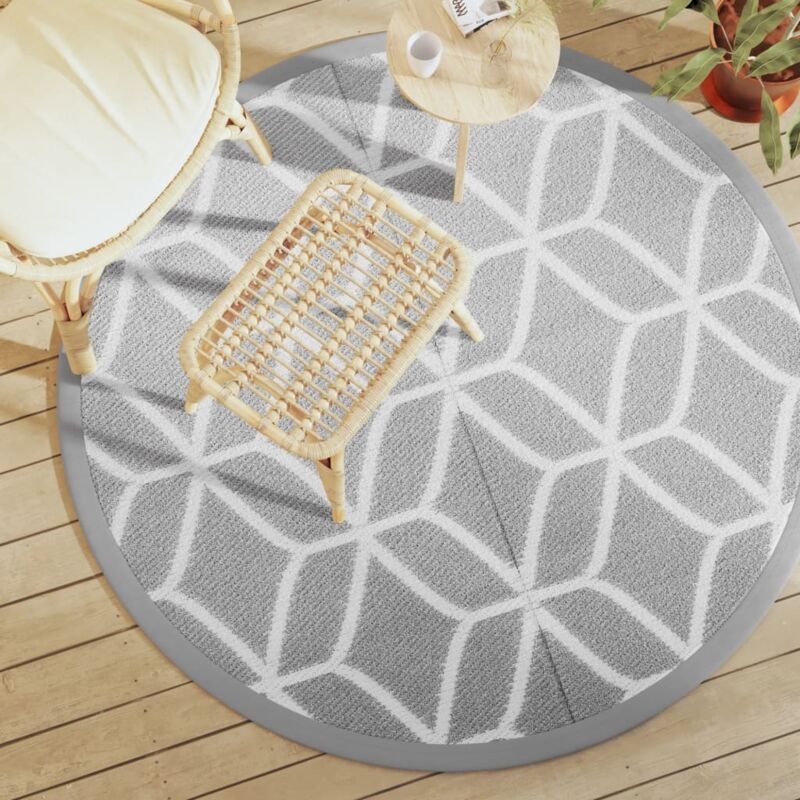 Outdoor Carpet Arakil Grey Ø160 Cm Pp Vidaxl