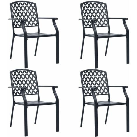 main image of "vidaXL Outdoor Chairs 4 pcs Mesh Design Steel Black - Black"