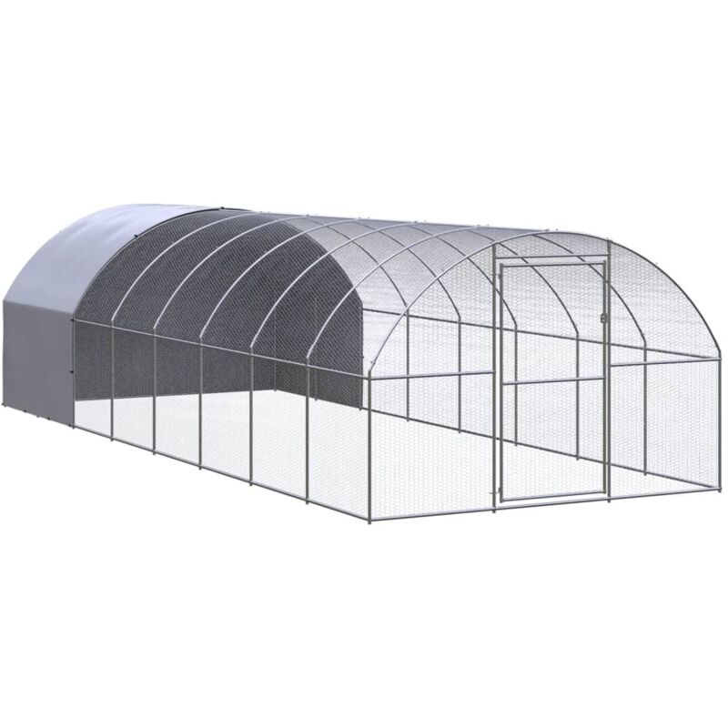 Outdoor Chicken Coop 3x8x2 M Galvanised Steel Vidaxl