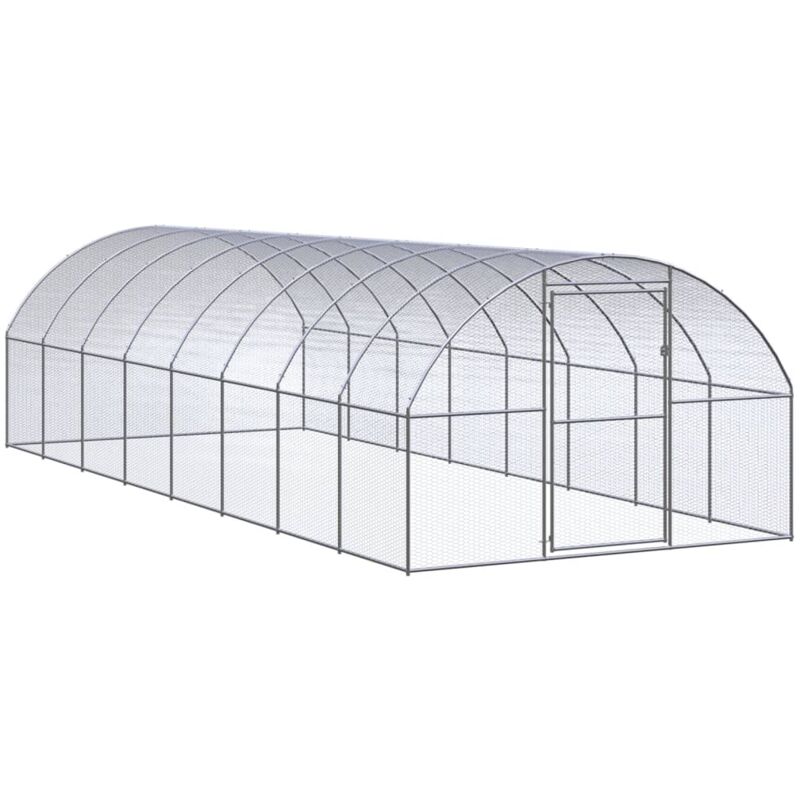 Outdoor Chicken Coop 3x8x2 M Galvanised Steel Vidaxl