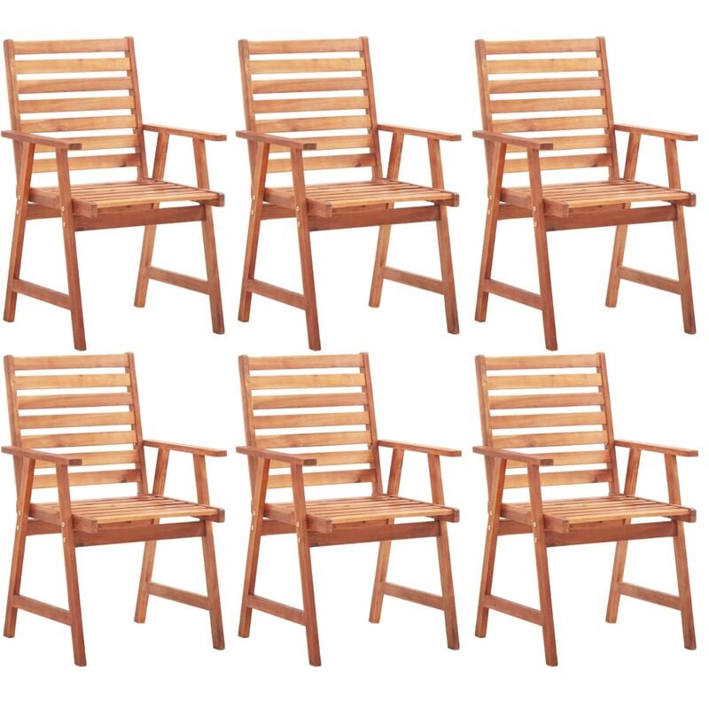 Outdoor Dining Chairs 6 pcs Solid Acacia Wood Vidaxl