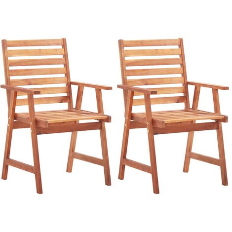 vidaXL Outdoor Dining Chairs Solid Acacia Wood 2 pcs - Brown