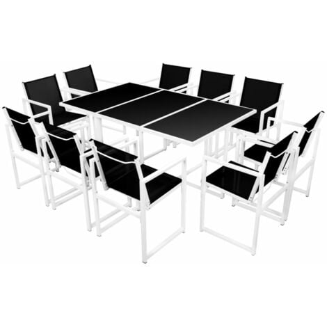 11 Piece Outdoor Dining Set Aluminium Black
