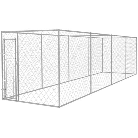 vidaXL Outdoor Dog Kennel Pet House Cage Play Centre Galvanised Steel 2 Sizes