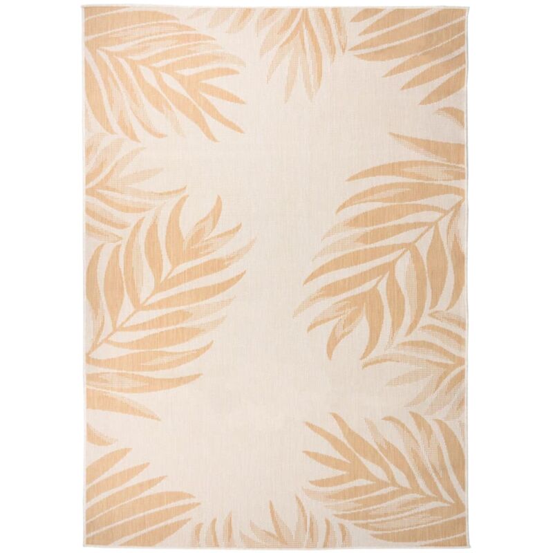 Outdoor Flatweave Rug 140x200 Cm Leaf Pattern Vidaxl