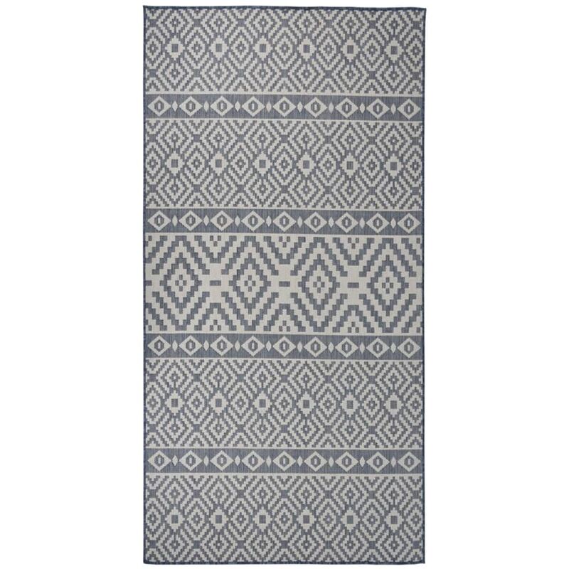 Outdoor Flatweave Rug 100x200 Cm Blue Stripes Vidaxl
