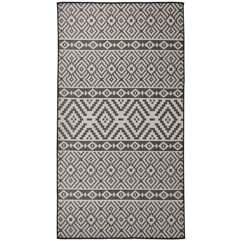 Outdoor Flatweave Rug 80x150 Cm Black Stripes Vidaxl