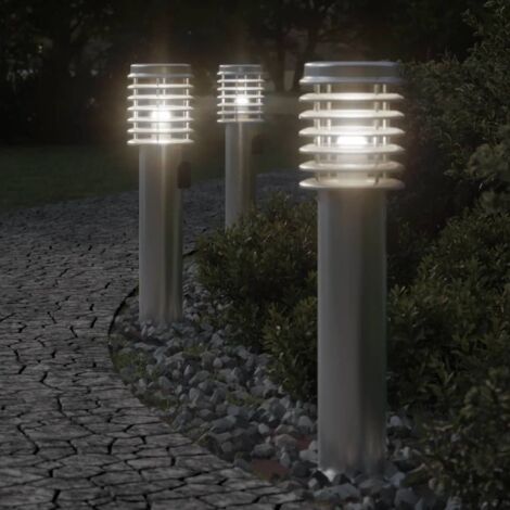 vidaXL Outdoor Floor Lamps with Outlet 3pcs Silver 60 cm Stainless Steel