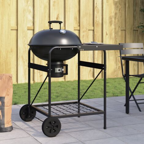 vidaXL  Outdoor Grill  with Wheel Black 91 x 71 x 107 cm Metal