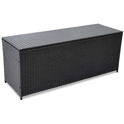 Garden Storage Box Black 150x50x60 cm Poly Rattan