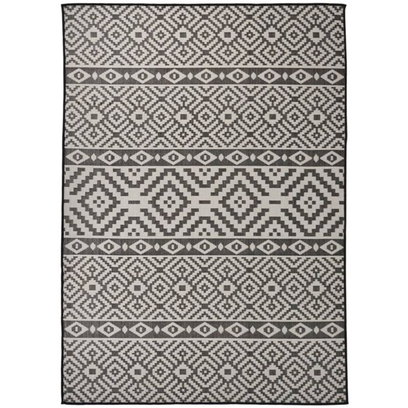 Outdoor-teppich Flachgewebe 120x170 Cm Schwarz Gestreift Vidaxl