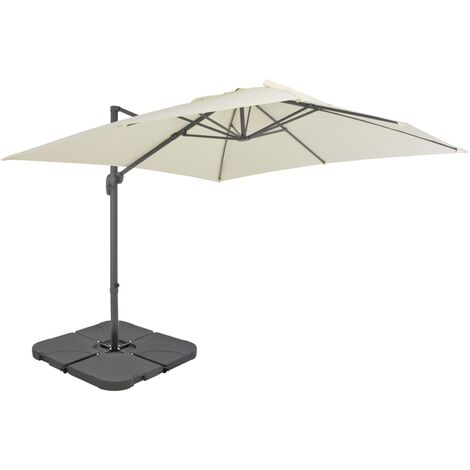 main image of "vidaXL Outdoor Umbrella with Portable Base Sand - Beige"