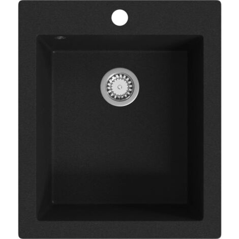main image of "vidaXL Overmount Kitchen Sink Single Basin Granite Black - Black"