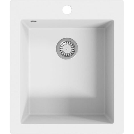 vidaXL Overmount Kitchen Sink Single Basin Granite Cream White - White