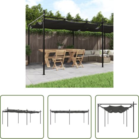 vidaXL Padiglione esterno - Pergola con Tetto Retrattile Antracite 589x292x230 cm
