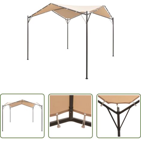 vidaXL Padiglione -  Gazebo Padiglione Tenda Tettoia 4x4 m in Acciaio Beige