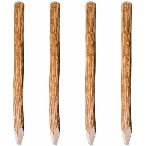 vidaXL Paletti di Recinzione a Punta 4 pz Legno Nocciolo 120 cm