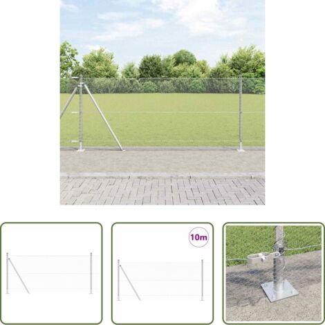 vidaXL Pali in acciaio -  Palo della recinzione Argento 10 x 1 m (rete 13 mm) Acciaio