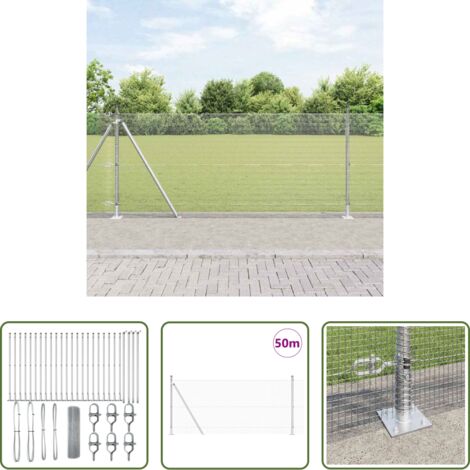 vidaXL Pali in acciaio -  Palo della recinzione Argento 50 x 1 m (rete 12 x 12 mm)