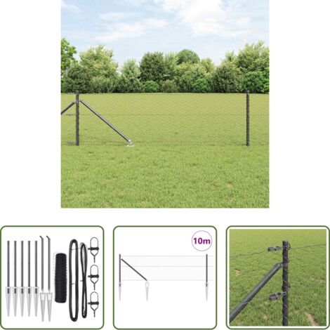 vidaXL Pali in acciaio -  Palo della recinzione Grigio 10 x 0,6 m (rete 36 mm)