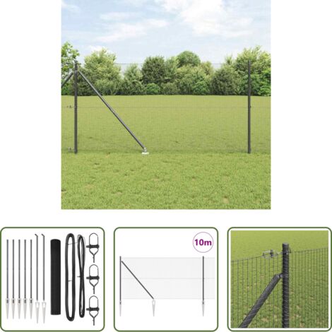 vidaXL Pali in acciaio -  Palo della recinzione Grigio 10 x 1,4 m (maglia 19 x 19 mm)