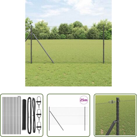 vidaXL Pali in acciaio -  Palo della recinzione Grigio 25 x 1 m (rete da 13 mm) Acciaio