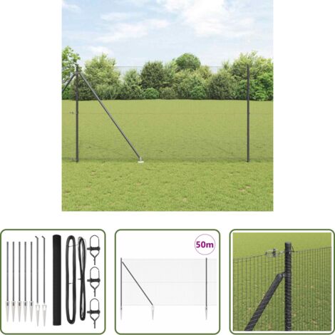 vidaXL Pali in acciaio -  Palo della recinzione Grigio 50 x 1,5 m (maglia 16 x 16 mm)