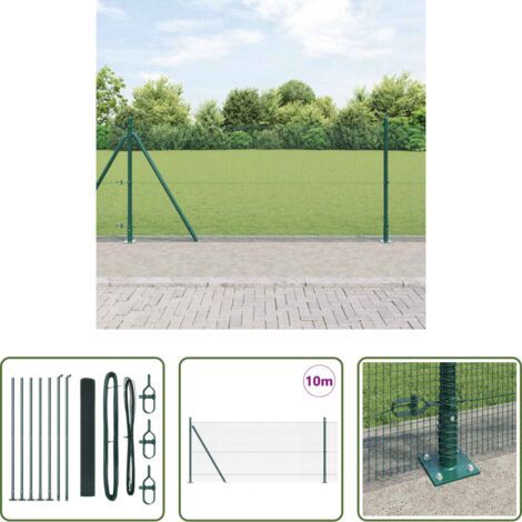 vidaXL Pali in acciaio -  Palo della recinzione Verde 10 x 1 m (rete 12 x 12 mm) Acciaio