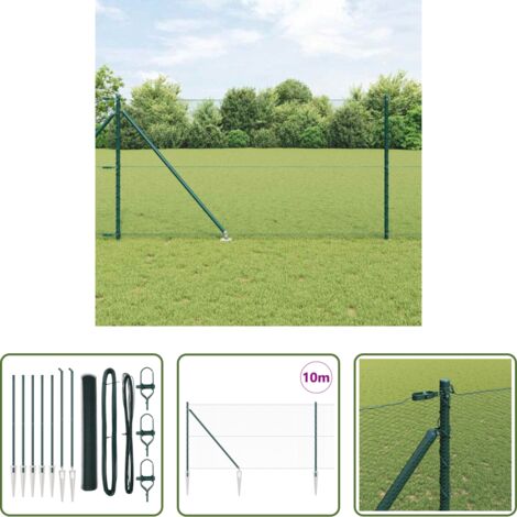 vidaXL Pali in acciaio -  Palo della recinzione Verde 10 x 1 m (rete 13 mm) Acciaio e PVC