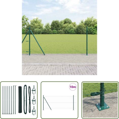 vidaXL Pali in acciaio -  Palo della recinzione Verde 10 x 1 m (rete da 25 mm)