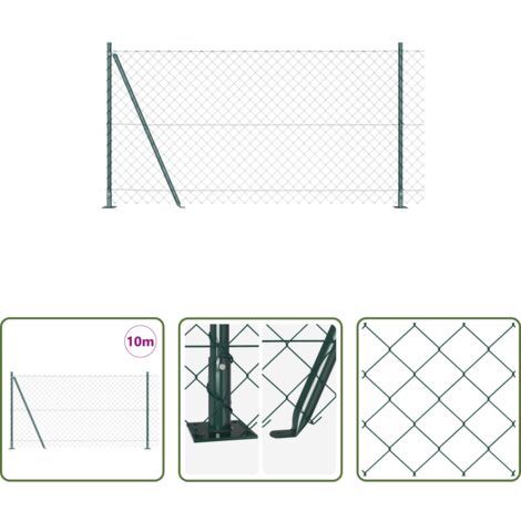 vidaXL Pali in acciaio - Palo della recinzione Verde 10 x 1,2 m (maglie 60 x 60 mm)