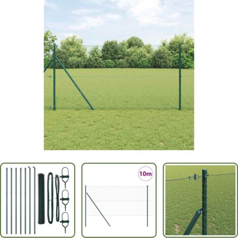 vidaXL Pali in acciaio -  Palo della recinzione Verde 10 x 1,4 m (rete 13 mm)