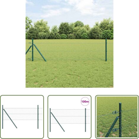 vidaXL Pali in acciaio -  Palo della recinzione Verde 100 x 0,6 m (rete 36 mm)