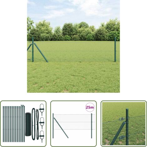 vidaXL Pali in acciaio -  Palo della recinzione Verde 25 x 0,6 m (rete da 13 mm)