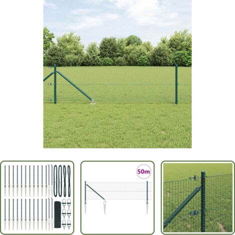 vidaXL Pali in acciaio -  Palo della recinzione Verde 50 x 0,6 m (maglia 19 x 19 mm)