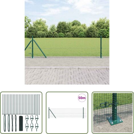 vidaXL Pali in acciaio -  Palo della recinzione Verde 50 x 0,6 m (rete 16 x 16 mm)