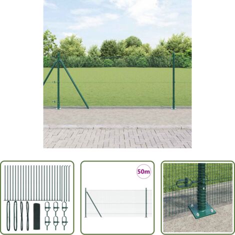 vidaXL Pali in acciaio -  Palo della recinzione Verde 50 x 1 m (rete 12 x 12 mm)