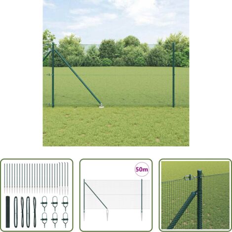 vidaXL Pali in acciaio -  Palo della recinzione Verde 50 x 1,4 m (rete 12 x 12 mm)