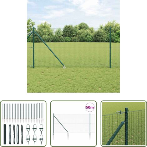 vidaXL Pali in acciaio -  Palo della recinzione Verde 50 x 1,4 m (rete 25 x 25 mm)