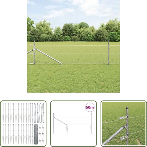 vidaXL Pali per giardino -  Palo della recinzione Argento 50 x 0,4 m (rete 50 mm) Acciaio