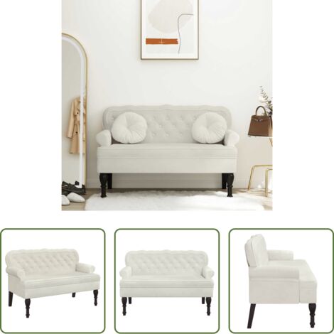 vidaXL Panca con schienale -  Panca con Schienale Crema 119,5x64,5x75 cm in Velluto