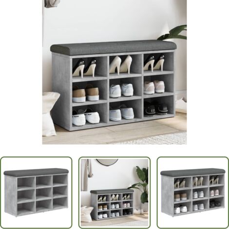 vidaXL Panca da corridoio -  Panca Porta Scarpe Grigio Cemento 82x32x50cm Legno Multistrato